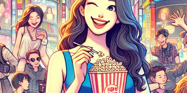 A vibrant film set in a bustling city, featuring diverse characters in humorous poses and playful interactions.