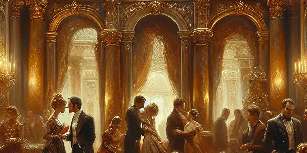 A sensual scene set in a luxurious 1970s Italian film set, showcasing intimate interactions and elegant fashion.